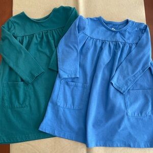 Primary Dress Bundle, Set of Two Long Sleeve Dresses - Teal and Blue, 18-24m